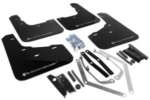 Ford Fiesta Mud Flap Kit - Front + Rear - Rally Armor - UR Series + Silver Logo - Black - `13-`19